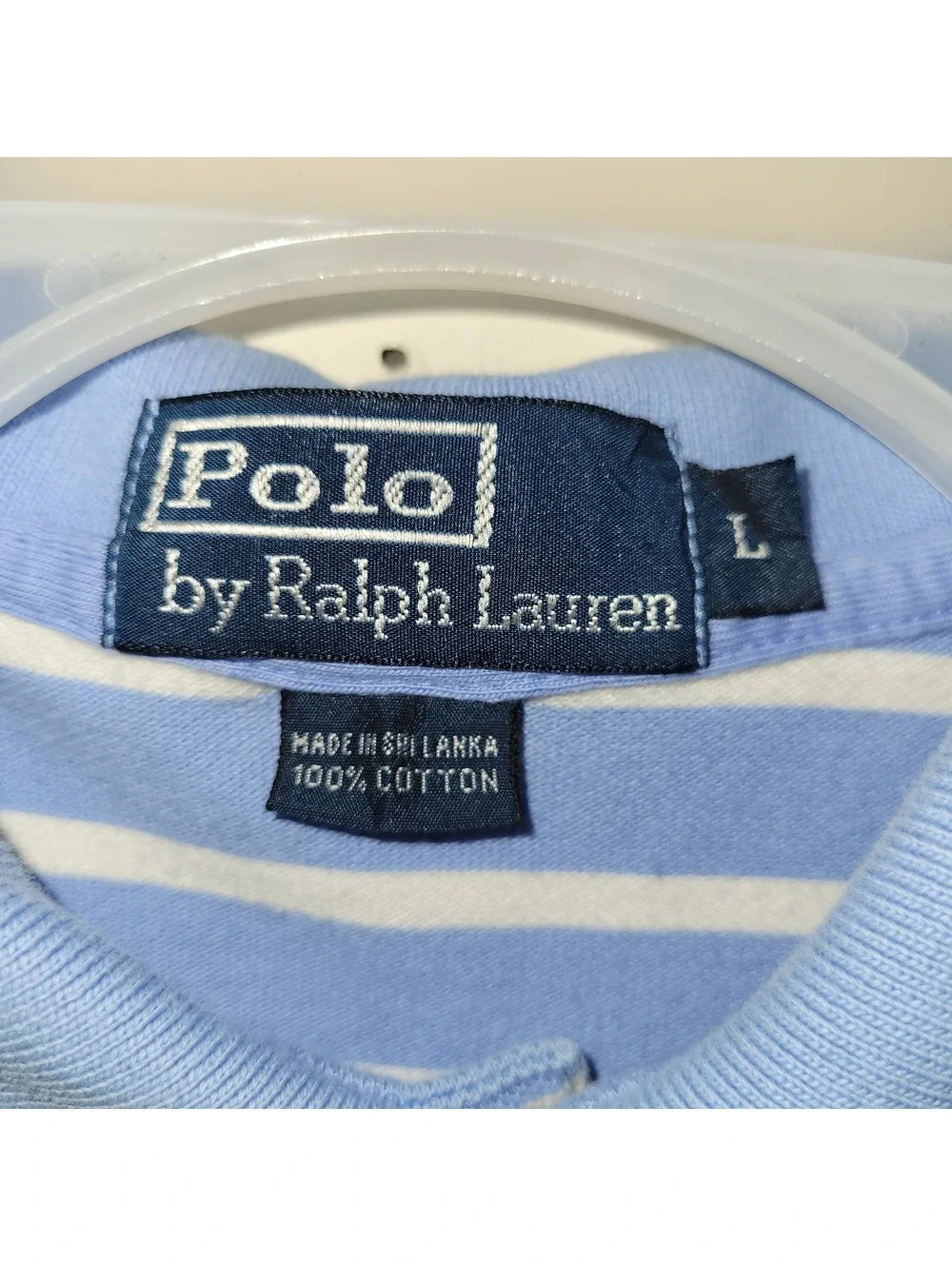 Polo Ralph Lauren Men's Blue White Stripe Short Sleeve Polo Shirt Size L Large